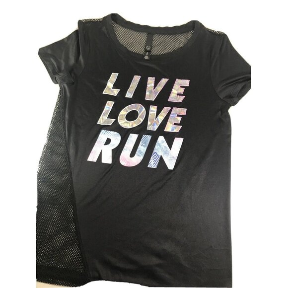 LIVE LOVE DREAM Tops - Live Love Dream Athletic Juniors Top Short Sleeve Mesh Back Shirt Black Small